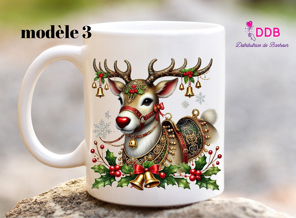 Miniature : mug personnalisé en céramique renne Noël (différents modèles)