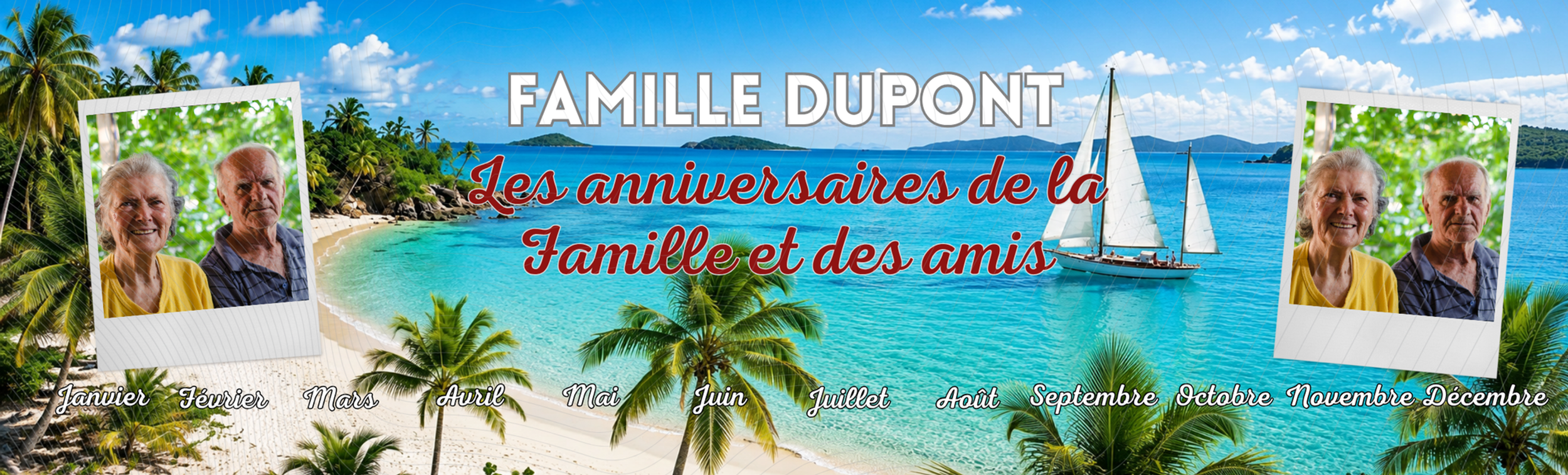 Plaque calendrier anniversaire personnalisée mer