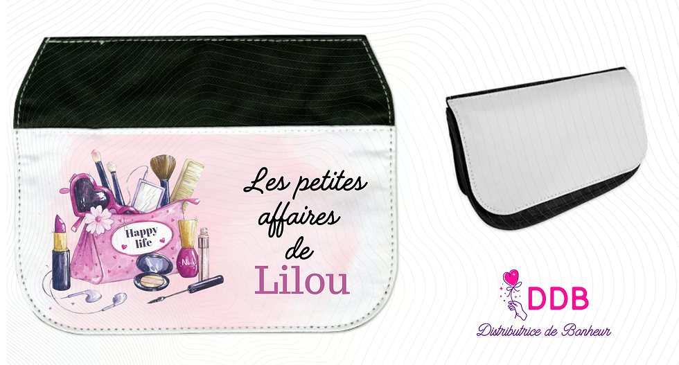 Trousse de beauté personnalisée prénom Happy life