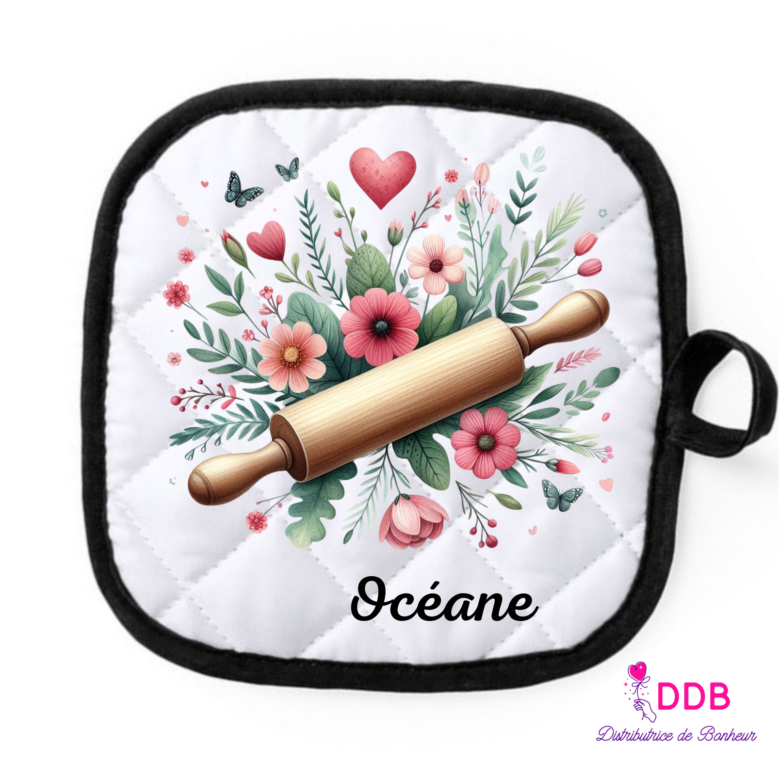 Ensemble personnalisé avec prénom patisserie et fleurs