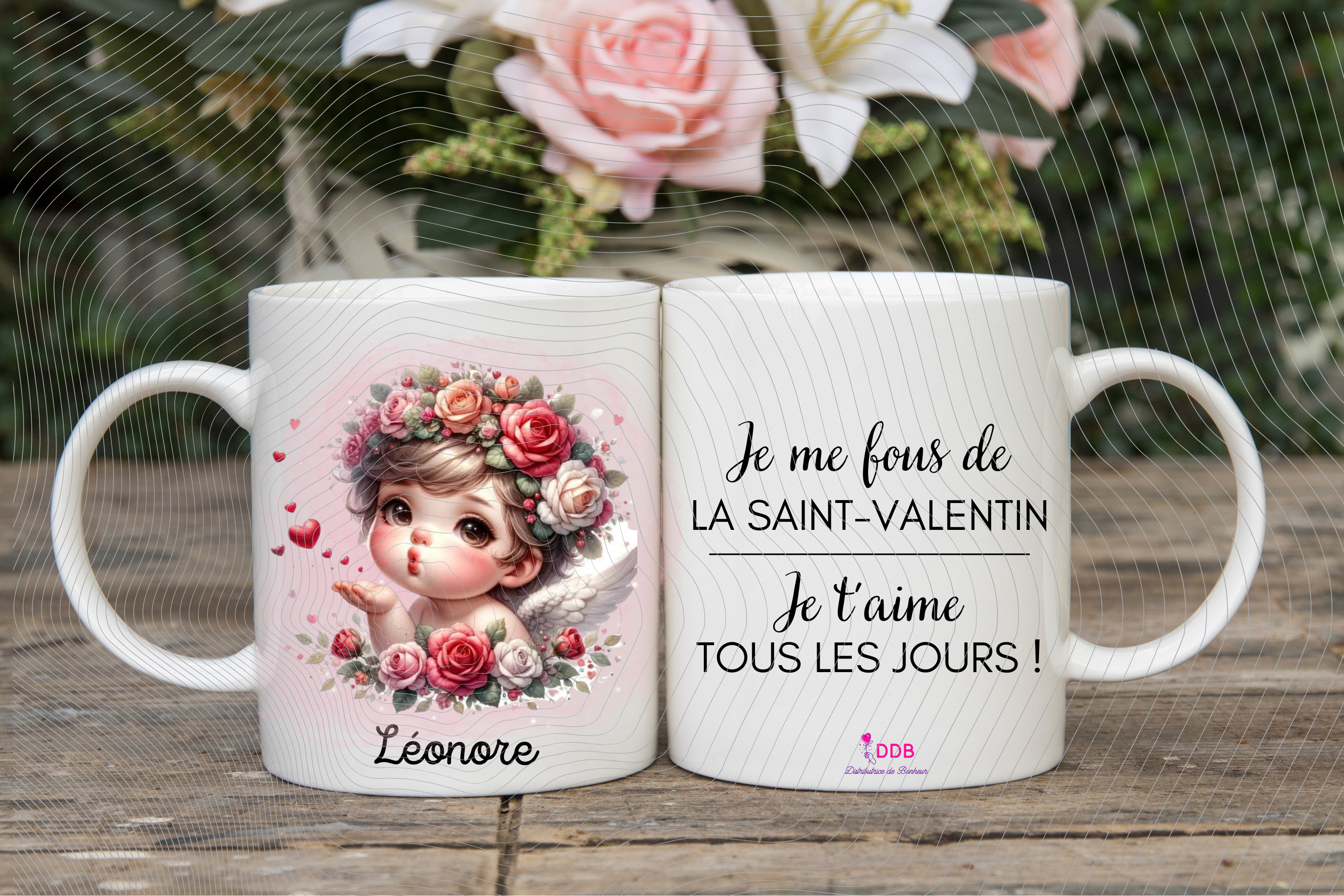 Mug en céramique personnalisé ange baiser