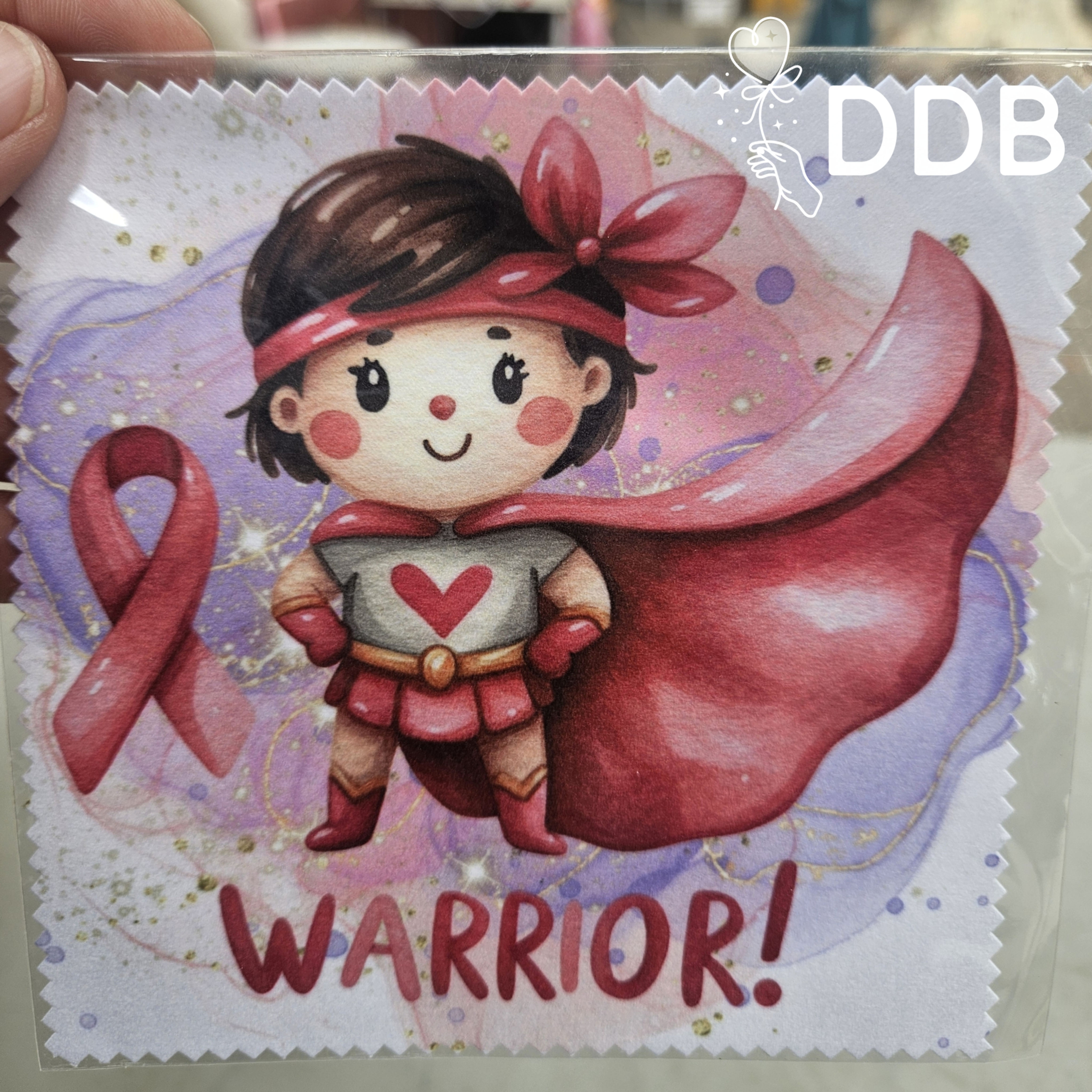 Chiffonnette essuie lunettes octobre rose warrior