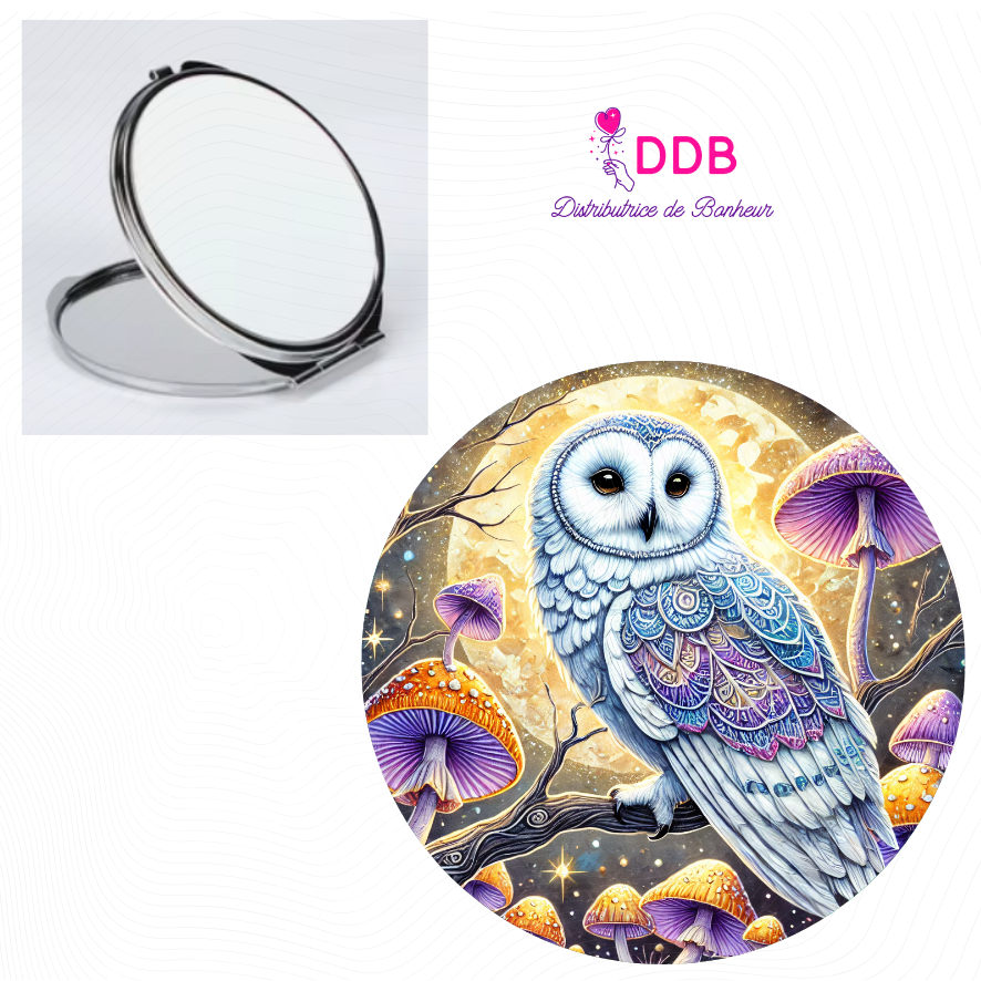 Miroir de poche chouette