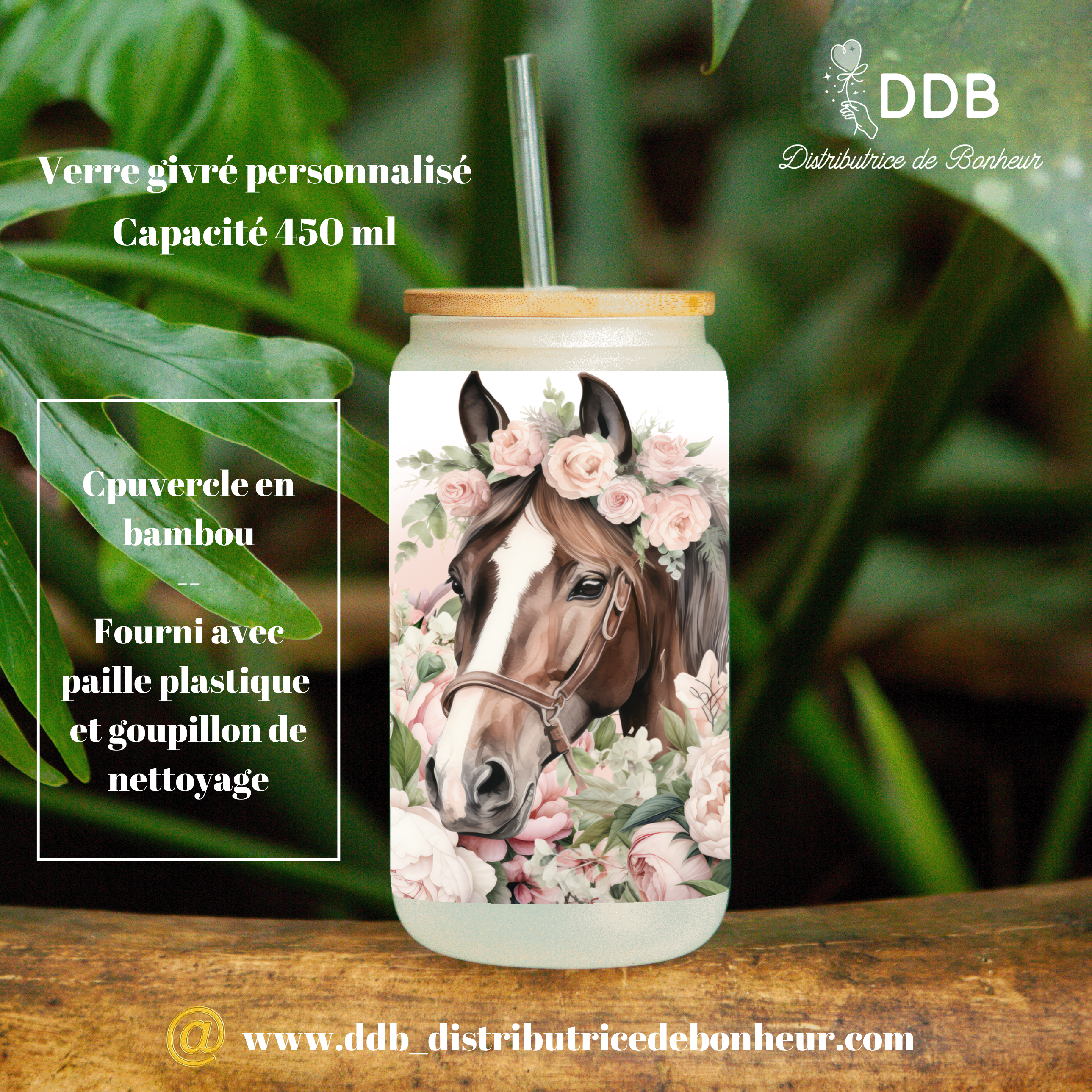 verre givré personnalisé cheval équitation