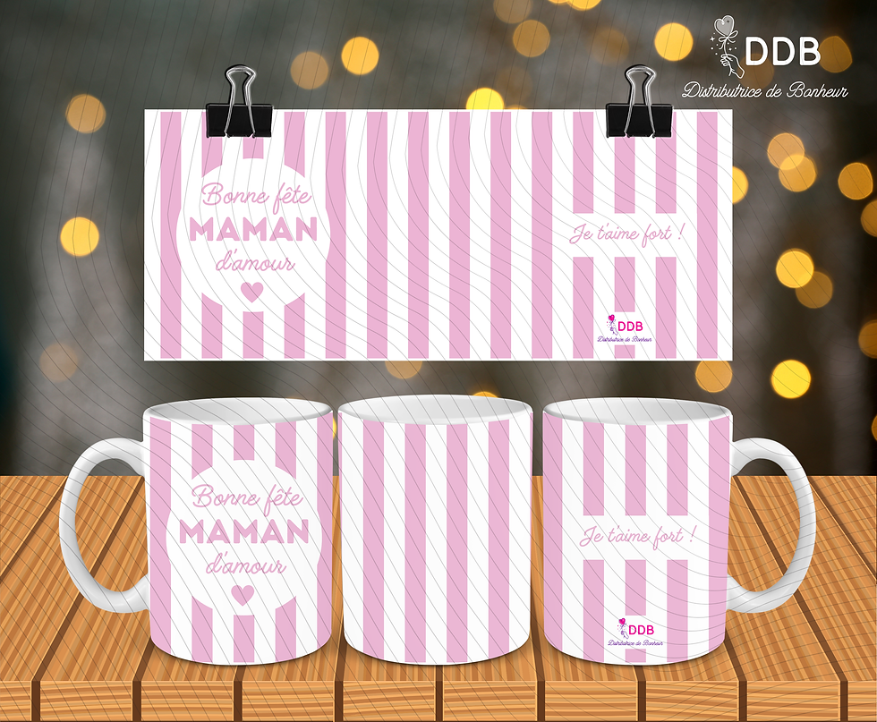 Mug Bonne fête Maman – Tasse cadeau Maman rose