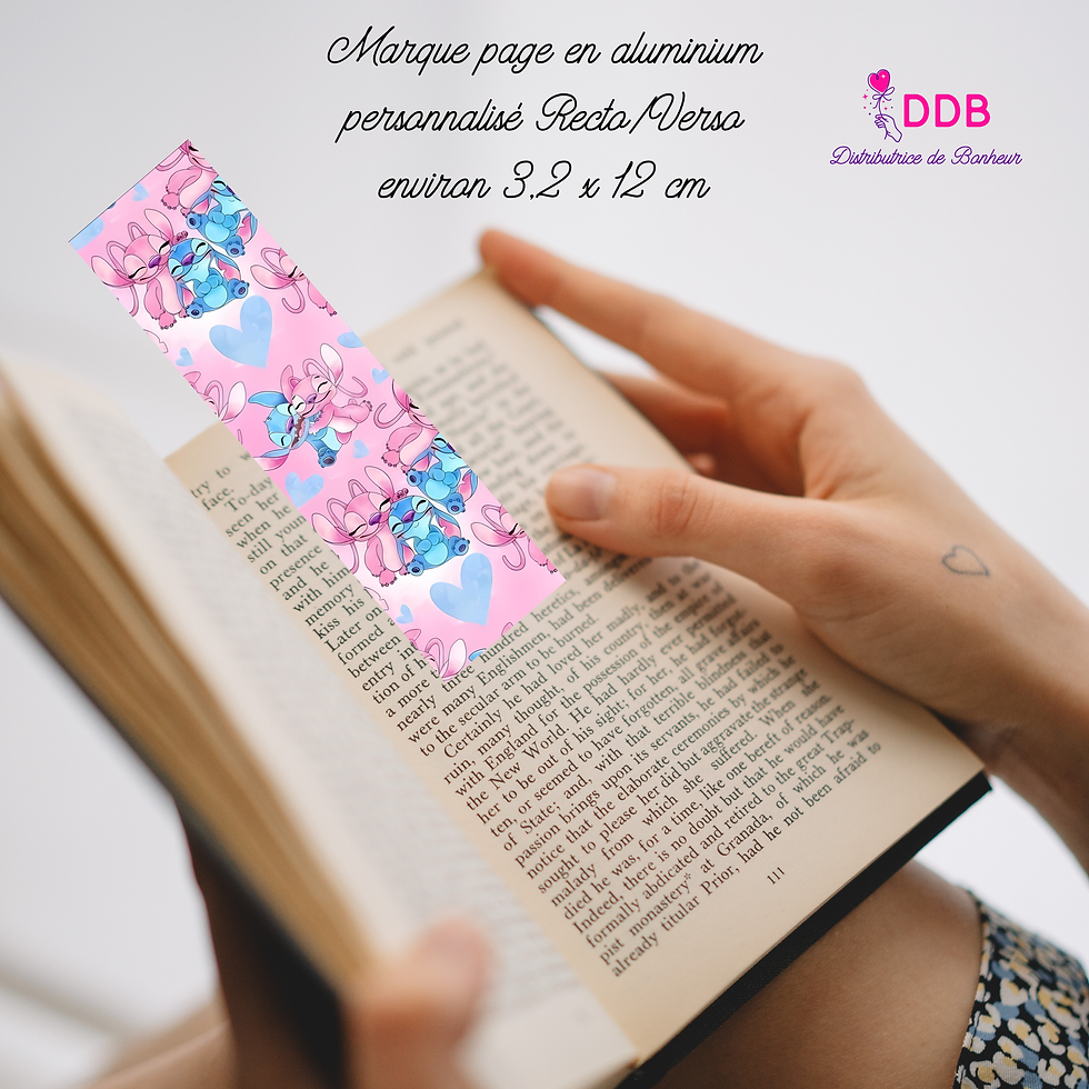Marque-page personnalisable alu - Stitch et angel