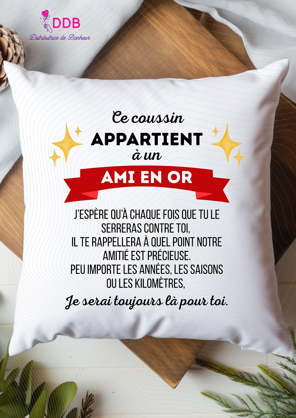 Coussin personnalisable "ami en or"