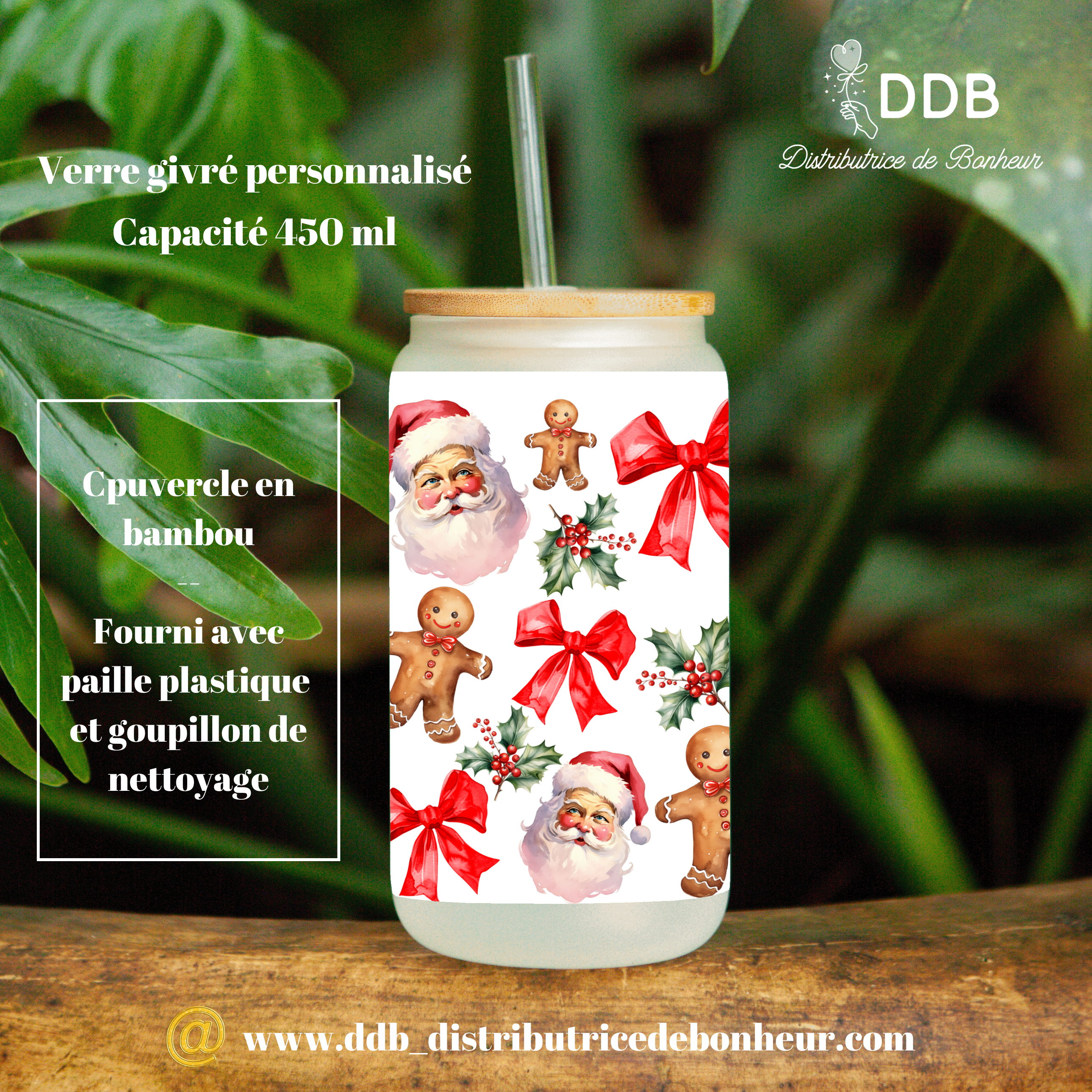 verre givré personnalisé Noël retro