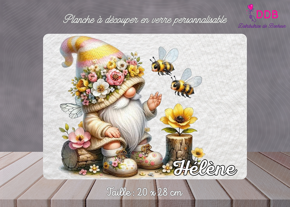 Miniature : Planche à découper gnome abeille personnalisable