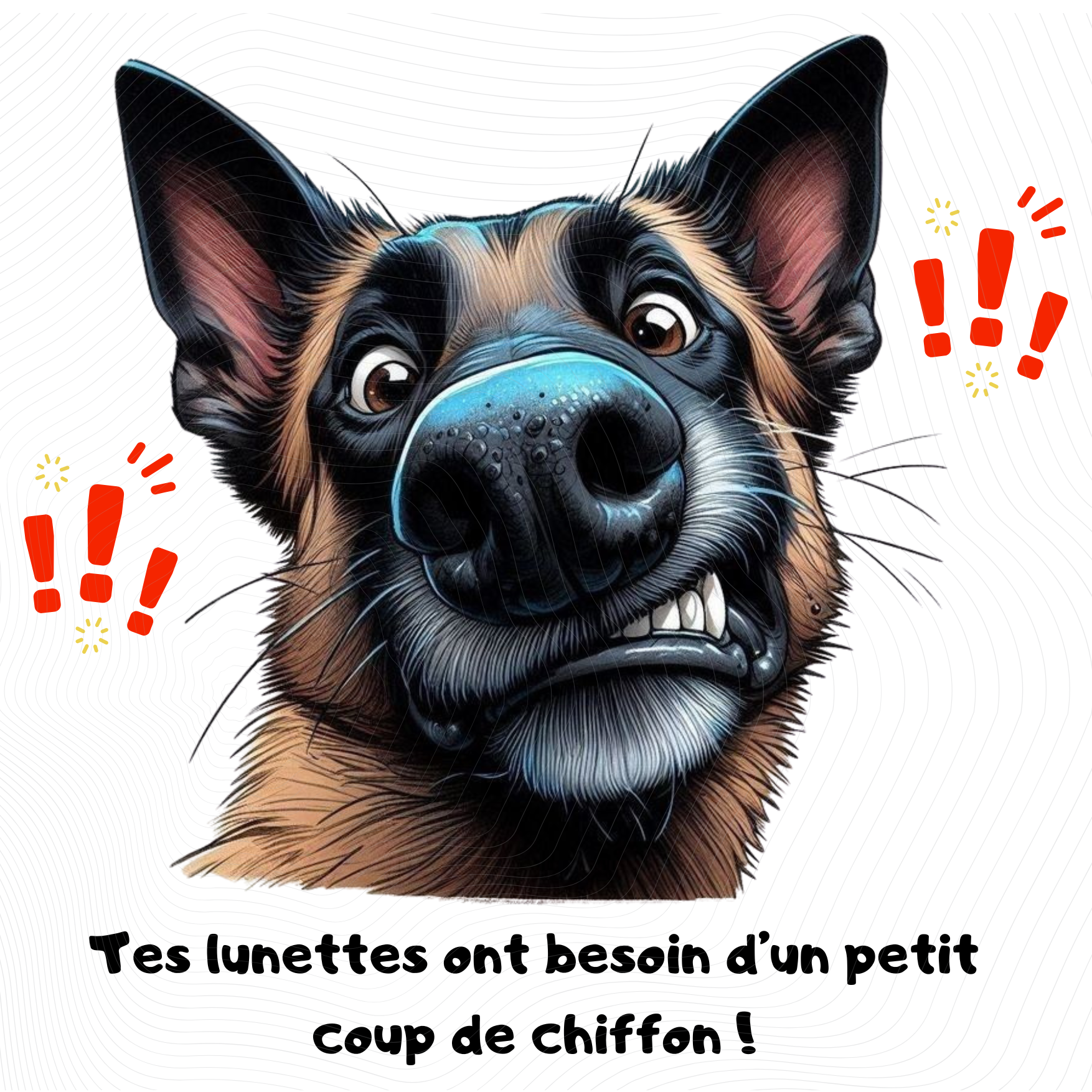 Chiffonnette essuie lunettes humour chien