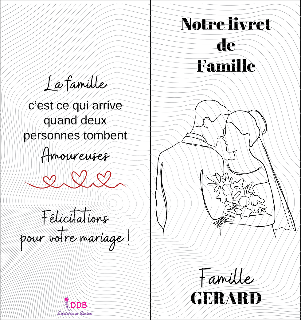 Protège livret de famille personnalisé silhouette mariés