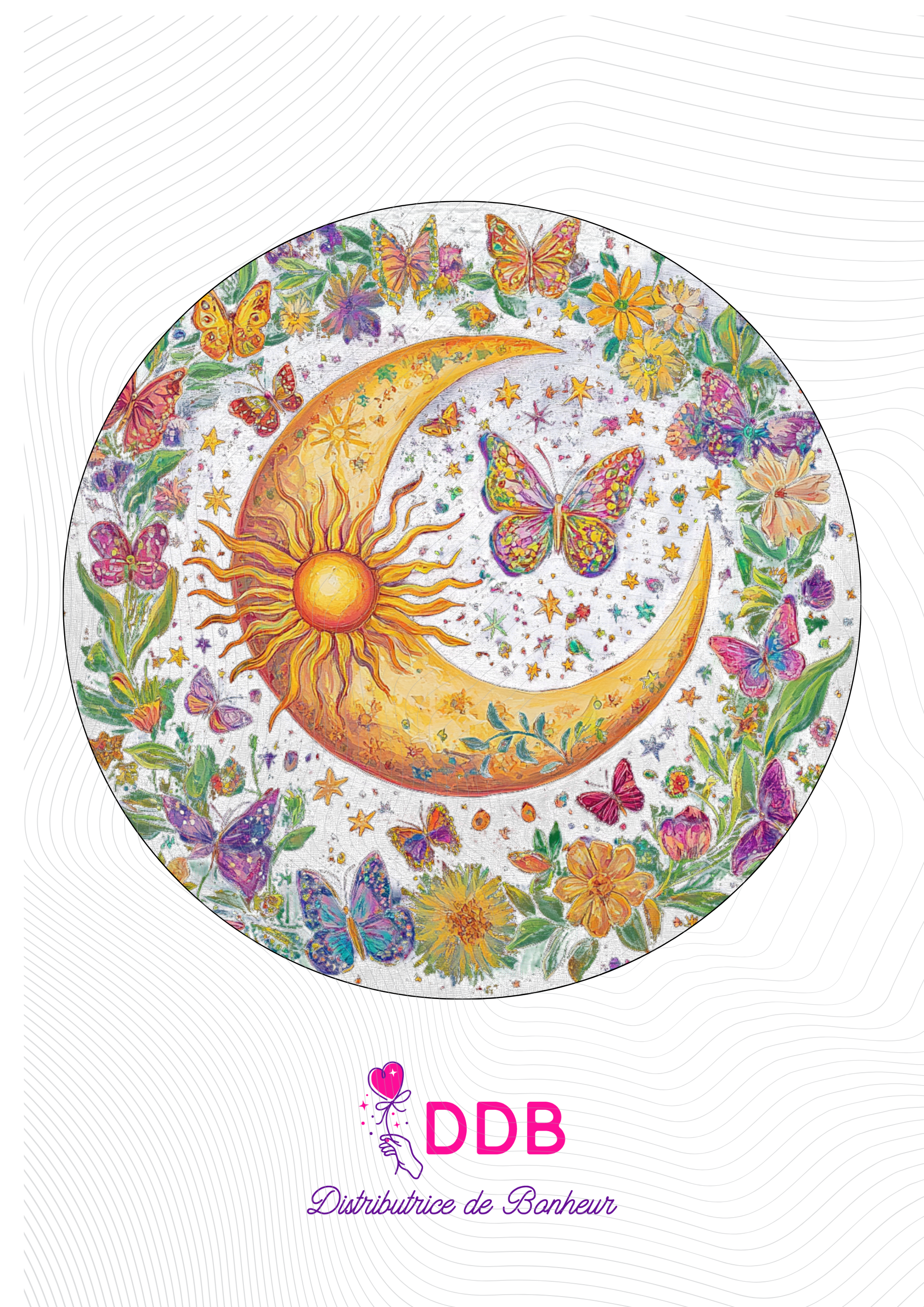 Support téléphone Pop Grip lune papillon