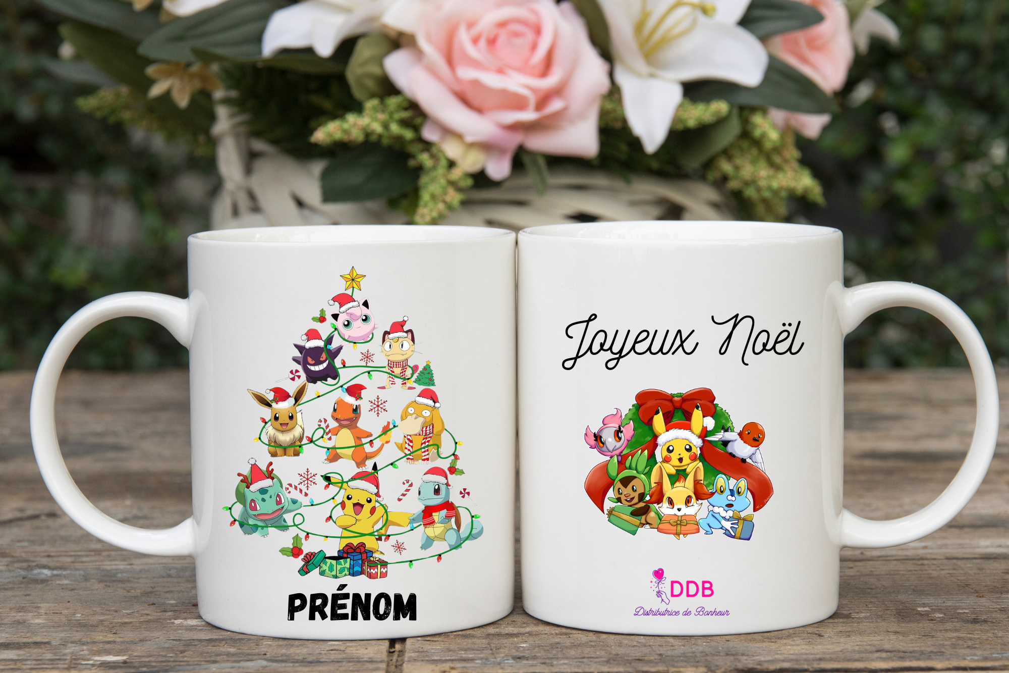 mug en céramique personnalisé prénom pokemon noel