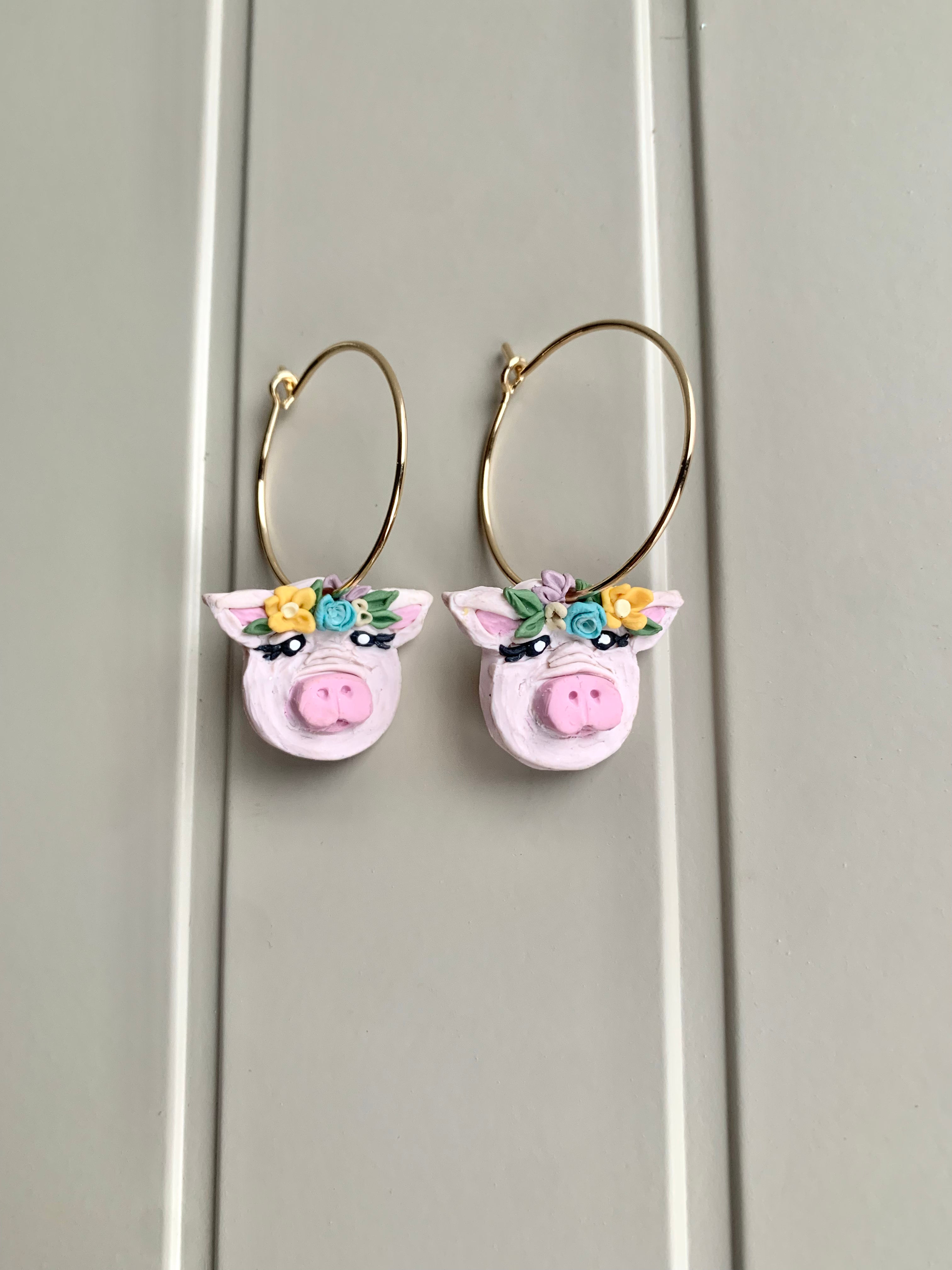Spring Piggy Hoops 
