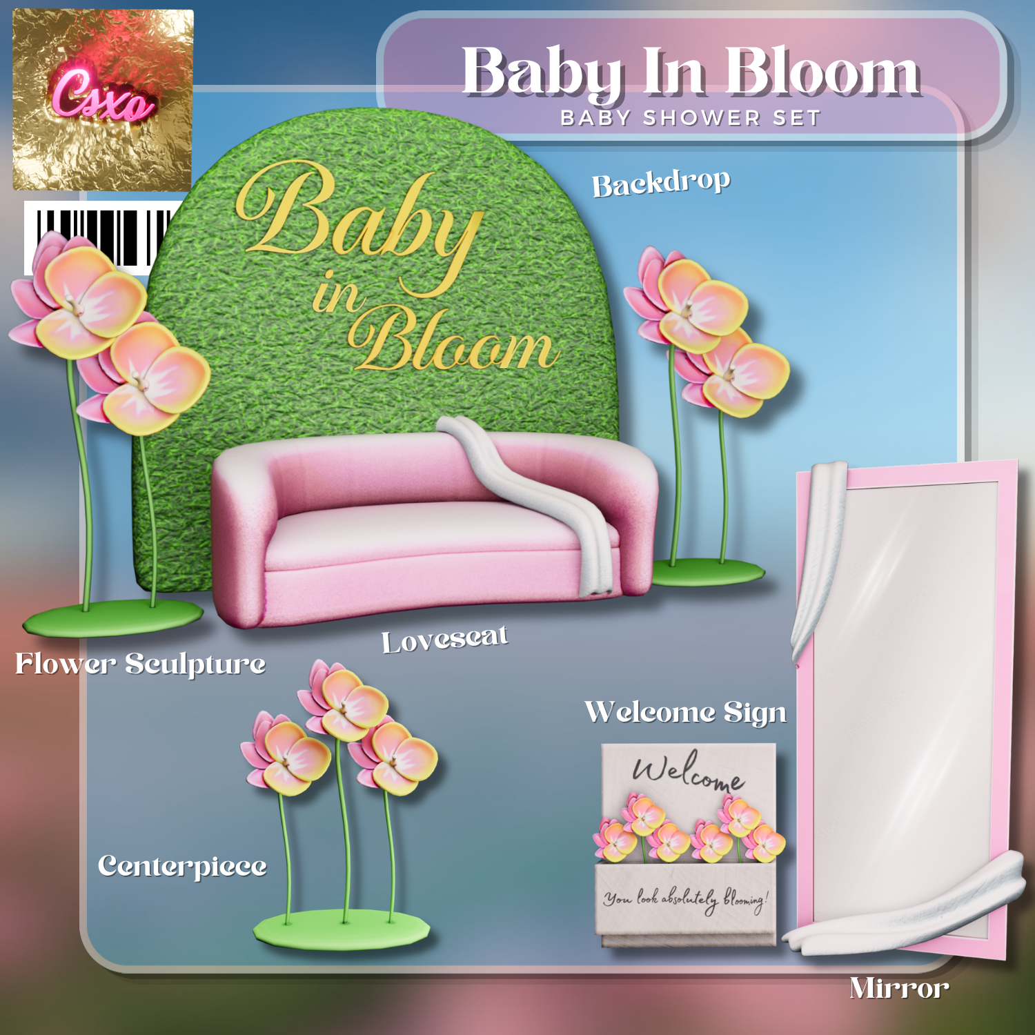 Baby In Bloom Baby Shower Set