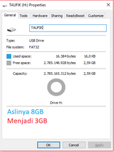 Cara Mengembalikan Kapasitas Memory Flashdisk Yang Berkurang