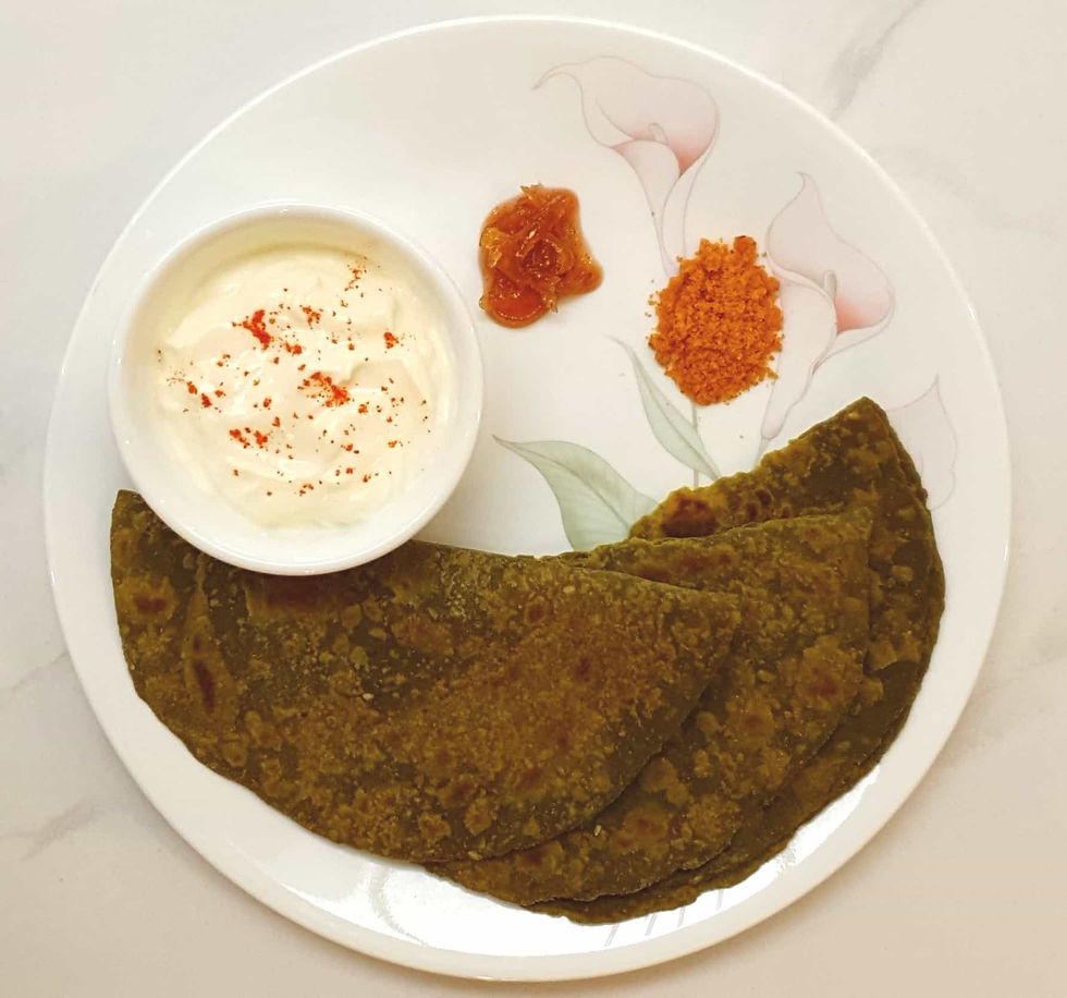 Spinach Paratha with Yoghurt