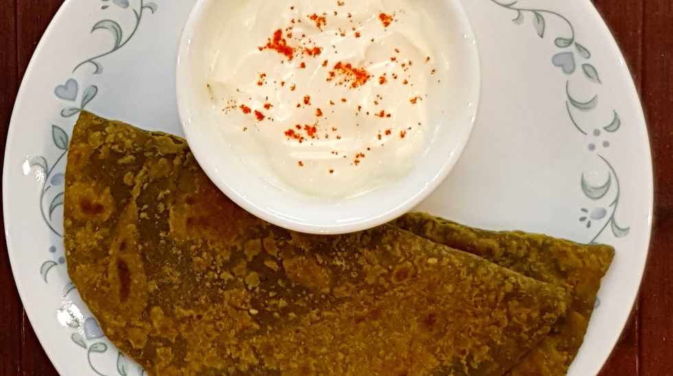 Palak Paratha with yoghurt