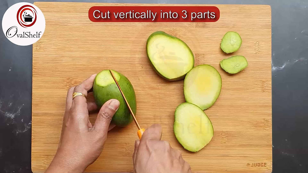Preparing Kairiche Saar - Cutting Raw Mangoes
