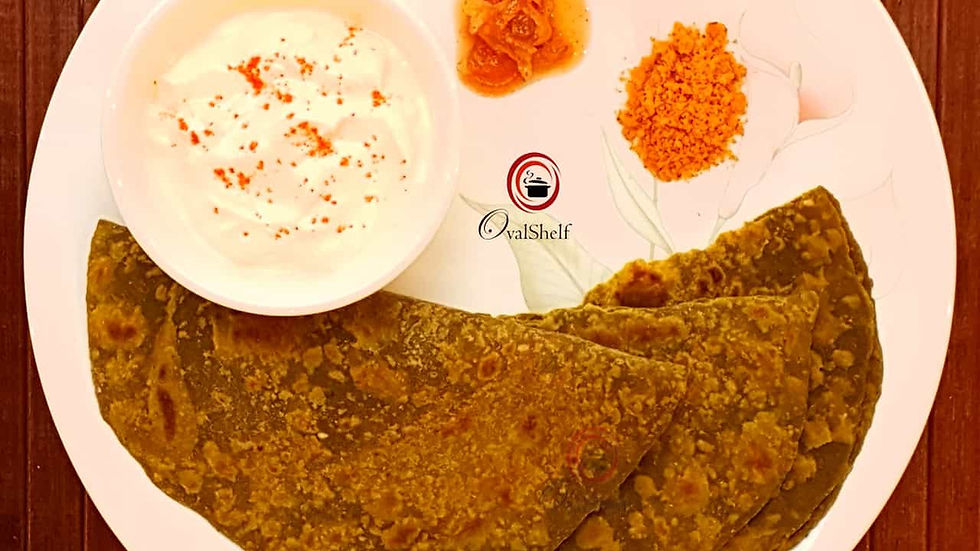Palak Paratha in a plate