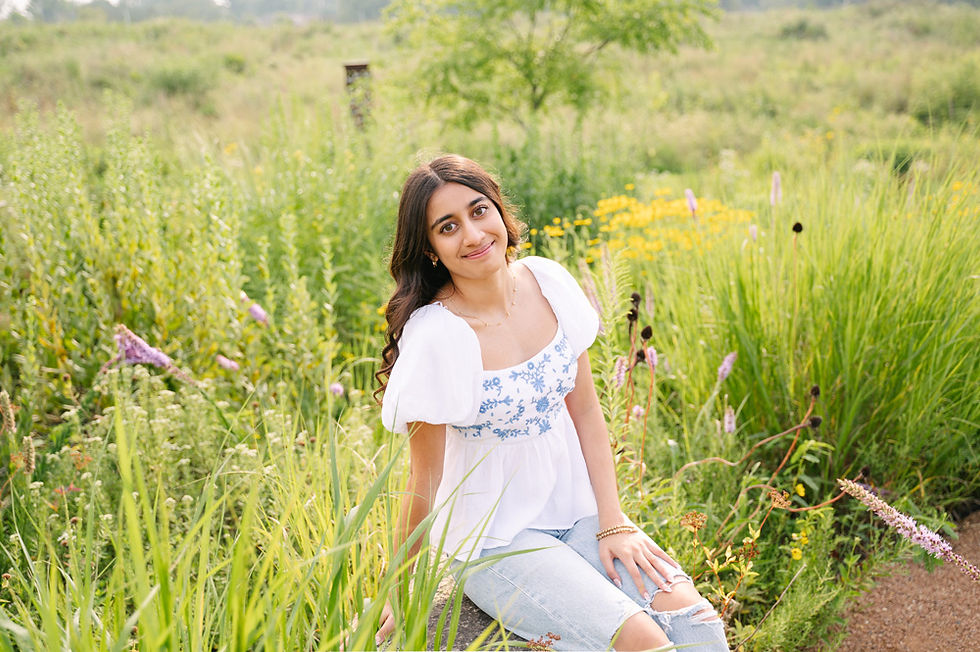 Ava in a field of flowers at Jester State Park near Des Moines, Iowa