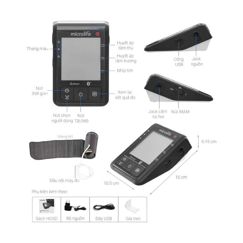 Hình thu nhỏ: Máy đo huyết áp bắp tay Microlife B6 Advanced Connect chính hãng