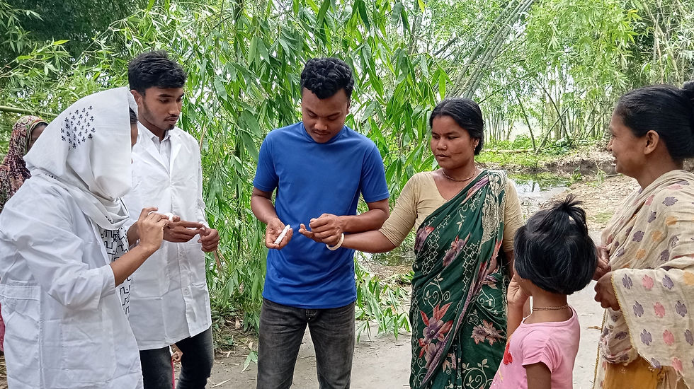 OfP volunteers are also learning how to use a glucometer