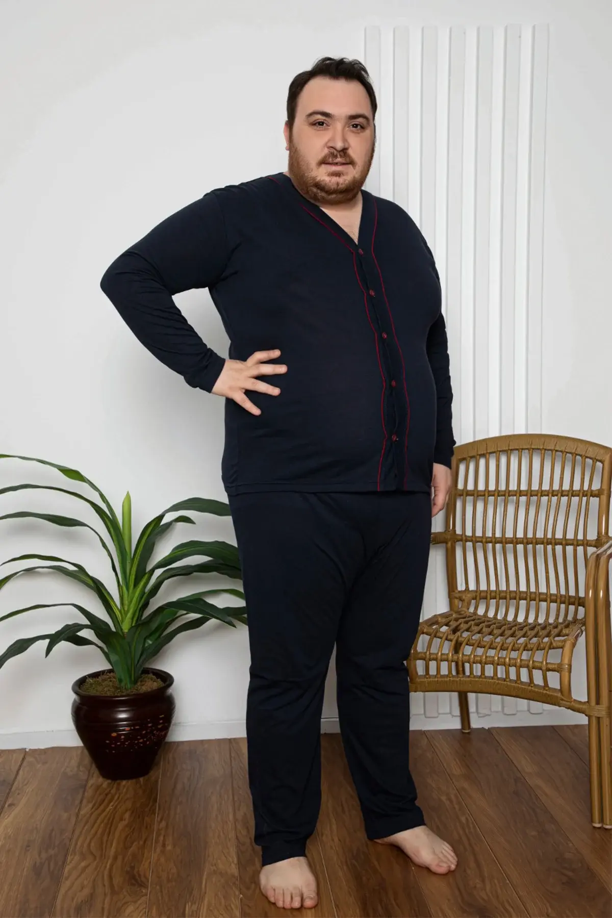 Erkek Büyük Beden Hastane Pijaması Düğmeli 3998