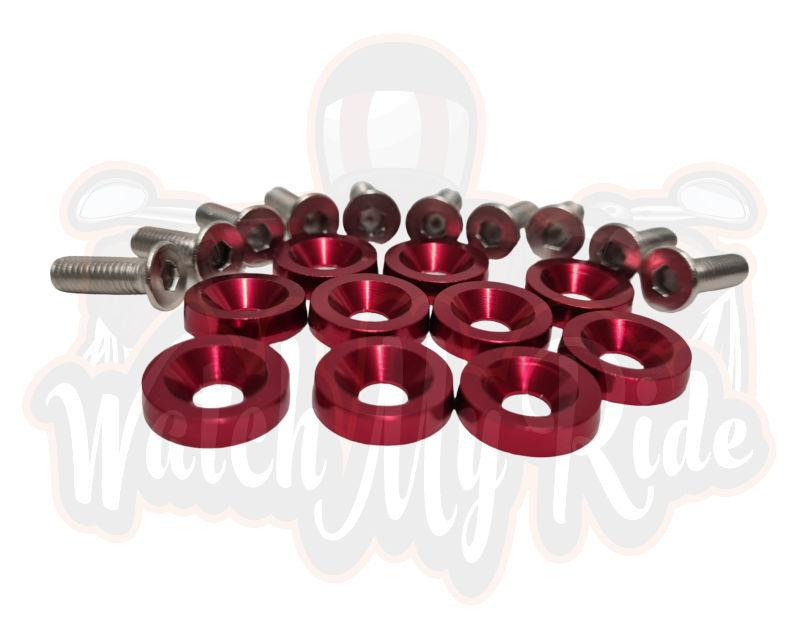 Coloured washers and screws