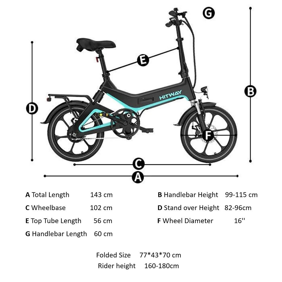 Thumbnail: Hitway BK2 250W Pedelec Foldable City bike 36V/7.8Ah - 15.5mph