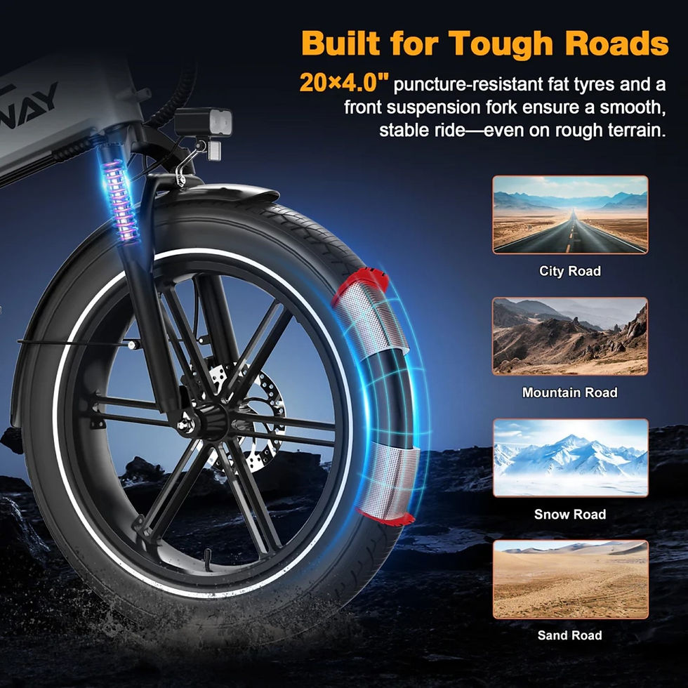 Thumbnail: Hitway BK10S 250W Pedelec foldable fat tyre e-bike with APP 48V 13Ah battery 15.5mph*
