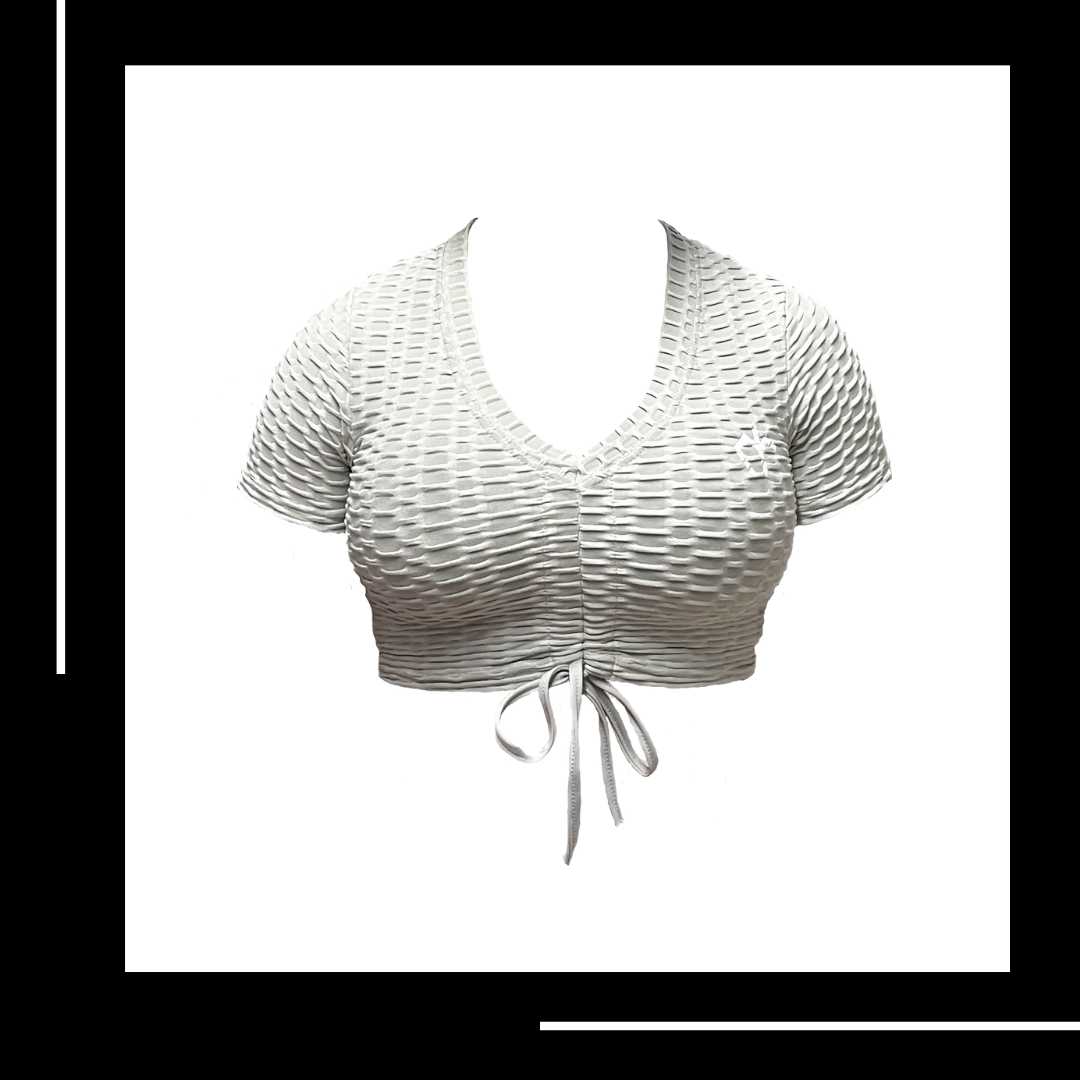 Honeycomb Front Tie Crop Top