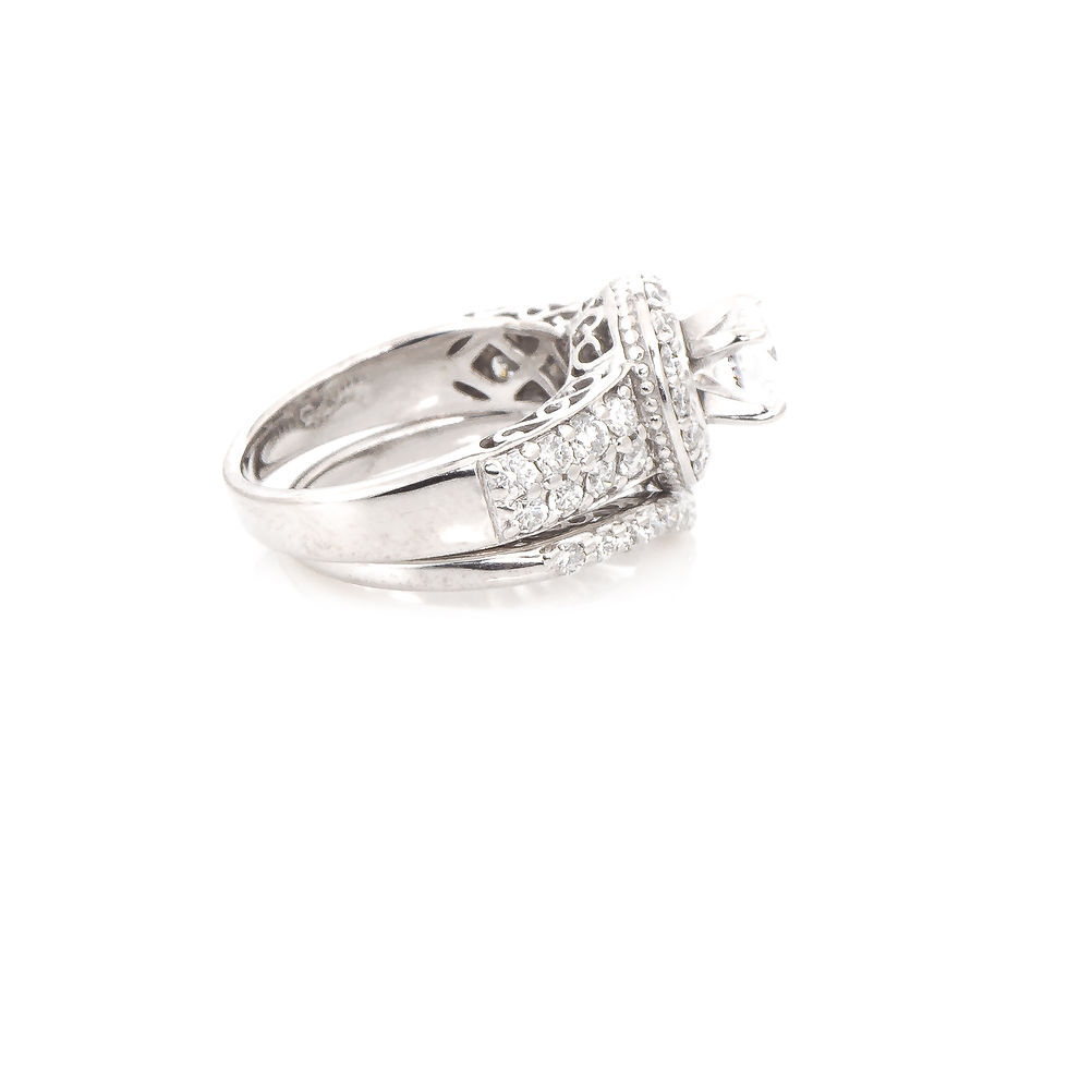 Thumbnail: 14k White gold semi-mount wedding set