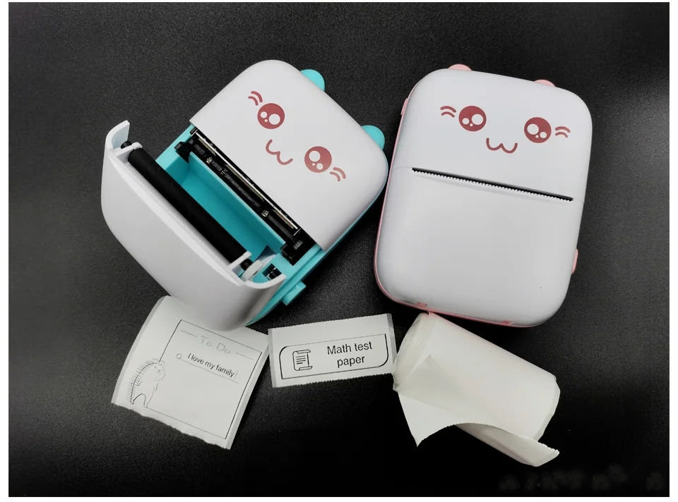 Thumbnail: Portable thermal printer mini cat print photo pocket thermal label printer 58mm 