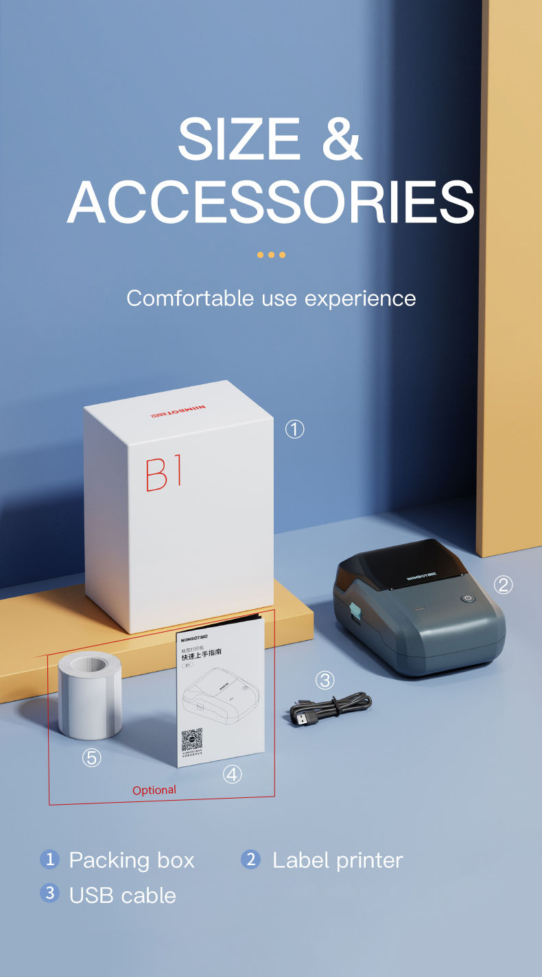 Thumbnail: Mini Label Thermal Printer Niimbot B1 Portable Self-Adhesive Printer For Sticker