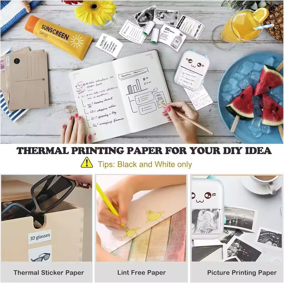 Thumbnail: Portable thermal printer mini cat print photo pocket thermal label printer 58mm 