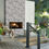 Thumbnail: An indoor contemporary fireplace about 12 feet high. The fireplace is veneered with Alaska Grey natural stone veneer panels.