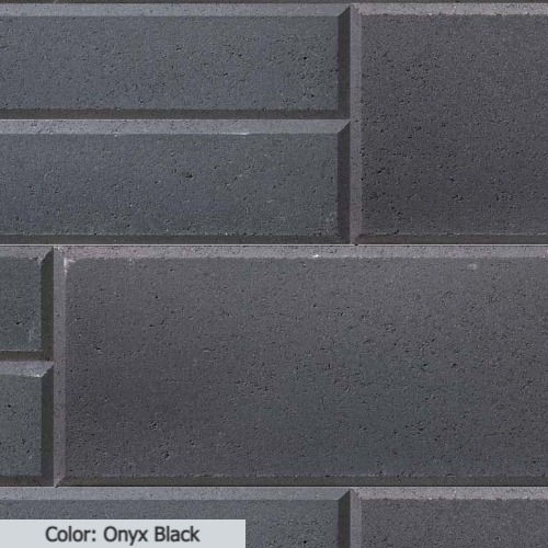 Thumbnail: Smooth concrete retaining wall block in a black color called Onyx Black