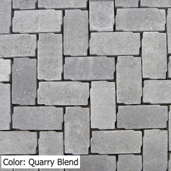 Thumbnail: Color swatch of 4"x8" permeable concrete brick pavers in the color Quarry Blend Grey. Pavers by Ideal