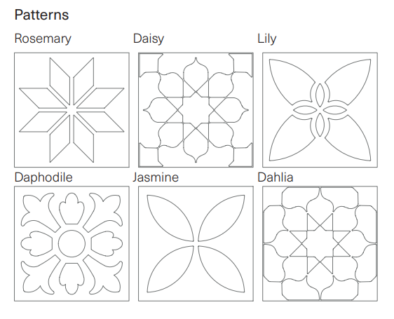 Thumbnail: A detailed drawing showing the flower designs that are printed on Techo Bloc Flora Paver Slab