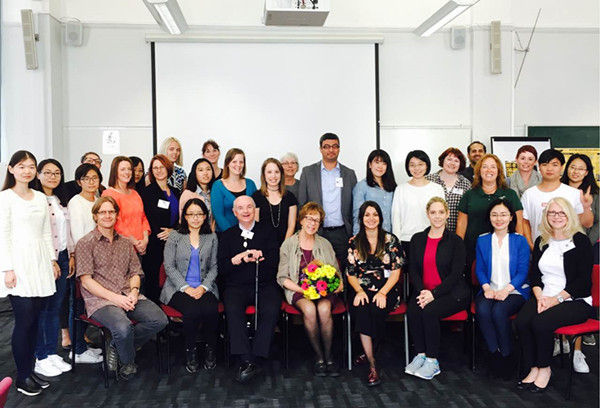 A group photo of tutors and students