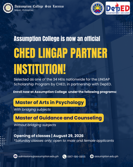 Assumption College San Lorenzo is now an official CHED LINGAP Partner Institution!