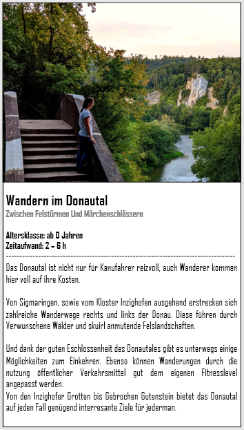 Wandern im Tal der jungen Donau Donautal Teufelsbrücke Amalienfelsen Sigmaringen