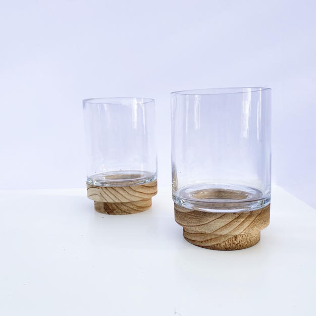 Glass Wodden Base Pillars