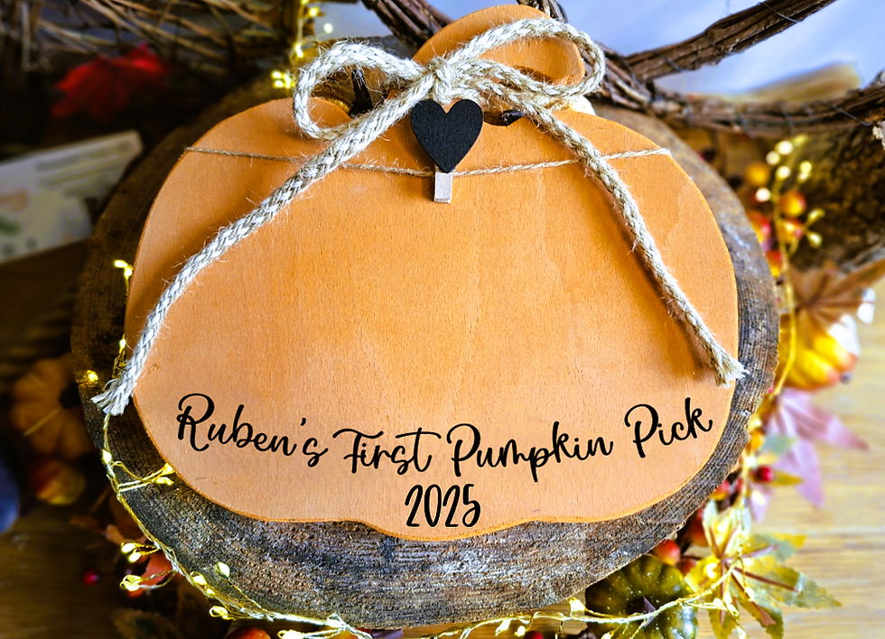 Thumbnail: Handmade Wooden Pumpkin Wall Hanging: First Halloween Photo Keepsake
