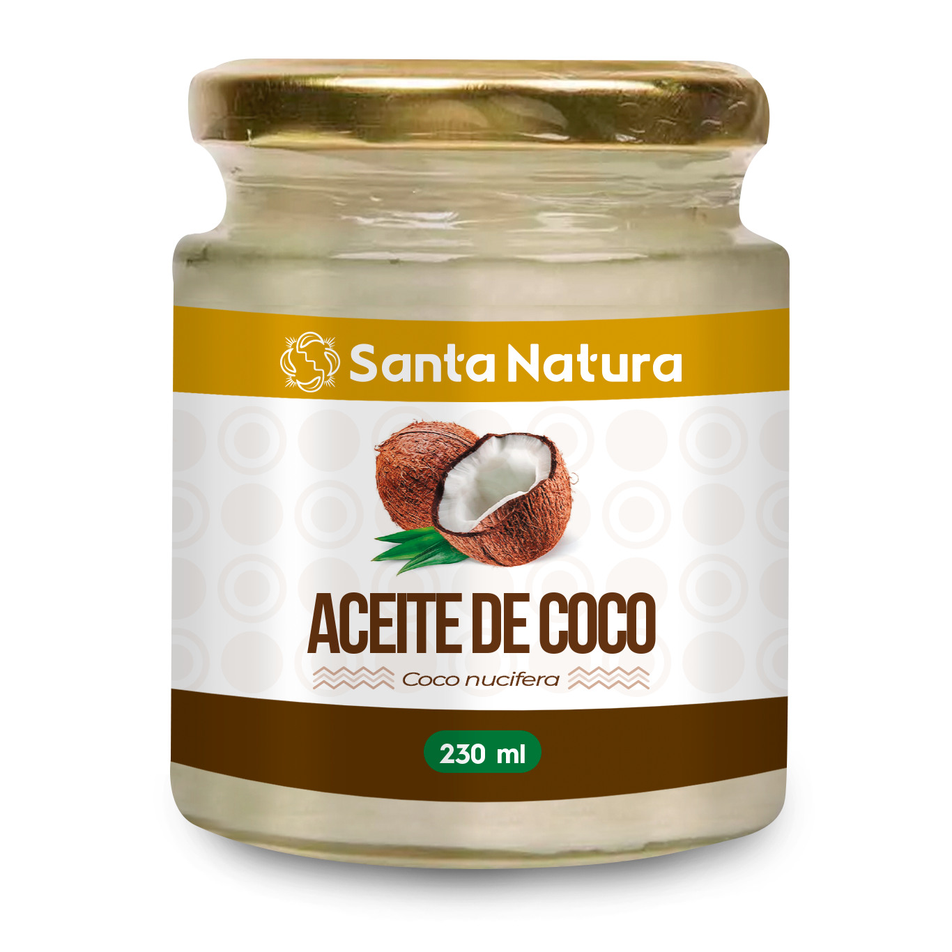 Aceite de coco en un frasco de vidrio