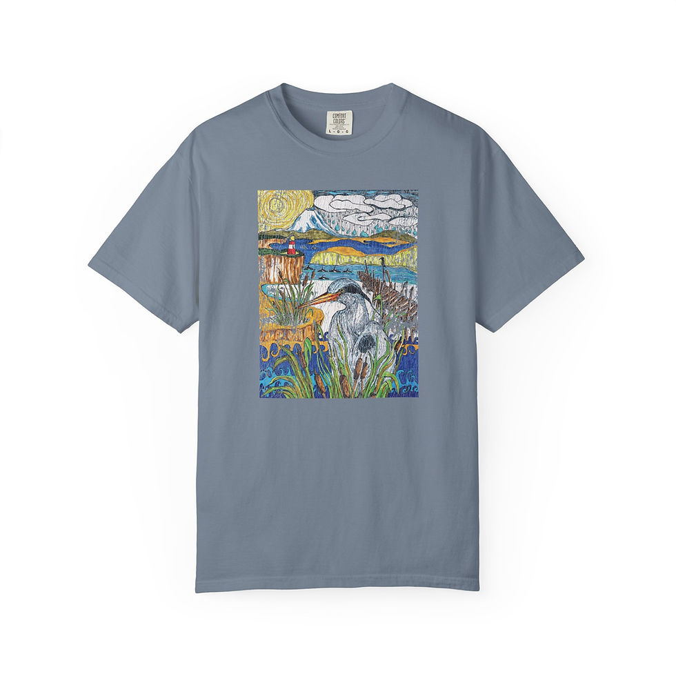 Thumbnail: The Great Blue Heron Garment-Dyed Distressed Vintage Unisex Tee