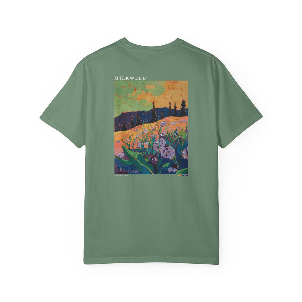 Thumbnail: Wild Milkweed at Devils Tower (Back Print) Vintage Garment-Dyed Unisex Tee