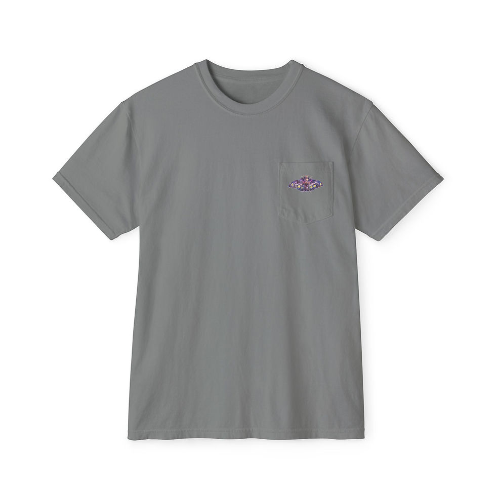Thumbnail: Purple Butterfly Moth Garment-Dyed Vintage Unisex Pocket Tee