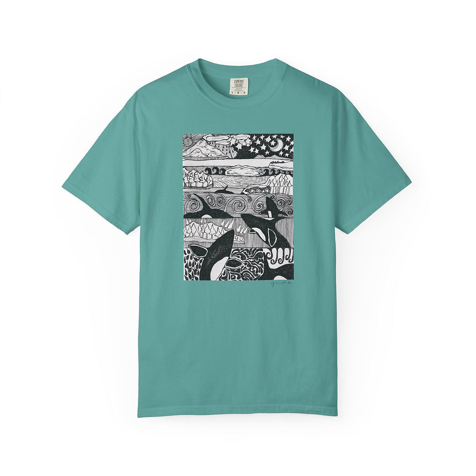 Thumbnail: Orca Party in the Salish Sea Garment-Dyed Vintage Unisex Tee